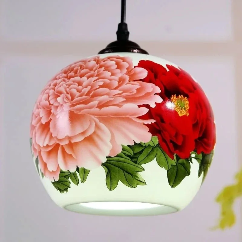 Chinese Pendant Lamp For Kitchen Dining Room Living Suspension Luminaire Hanging Ceramic Bedroom Chandeliers Fixtures