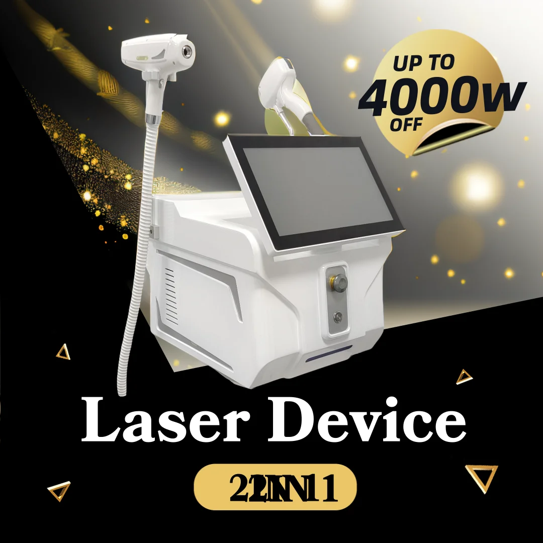 

Professional 2 IN 1 Diode Laser Hair Removal Machine Picosecond Qswitch ND YAG 1064NM Tattoo Removal 3 Waves Device 4000w