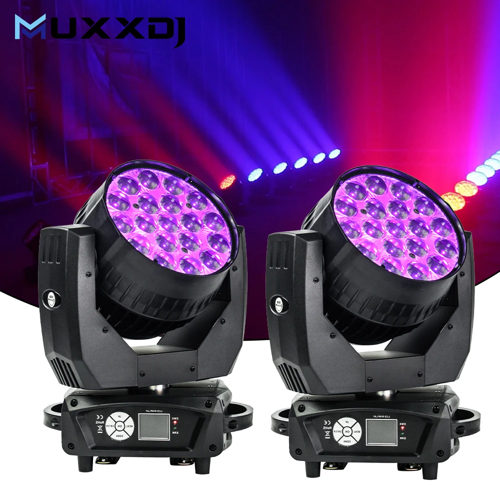

MUXXDJ 2pcs Mac Aura 19x15W RGBW 4in1 LED beam Zoom Wash Moving Head Light for DJ Event