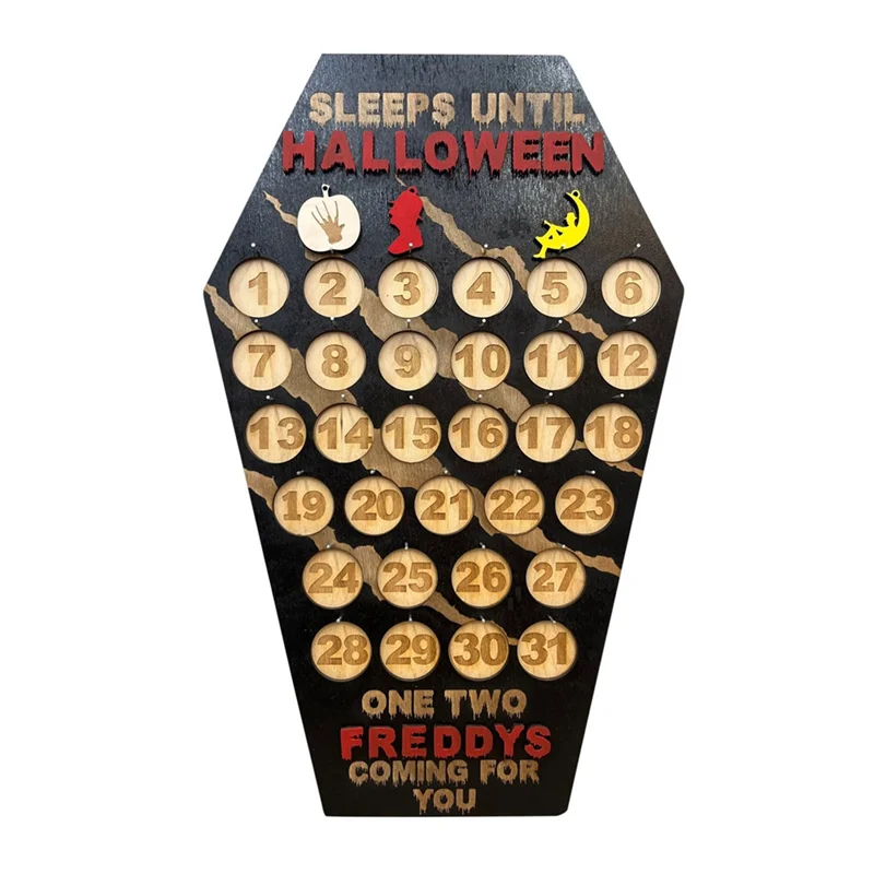 Lo último en calendario de Halloween de 1 pieza, decoración personalizada de Halloween, decoración de terror, signo de ataúd aterrador de Freddy Krueger