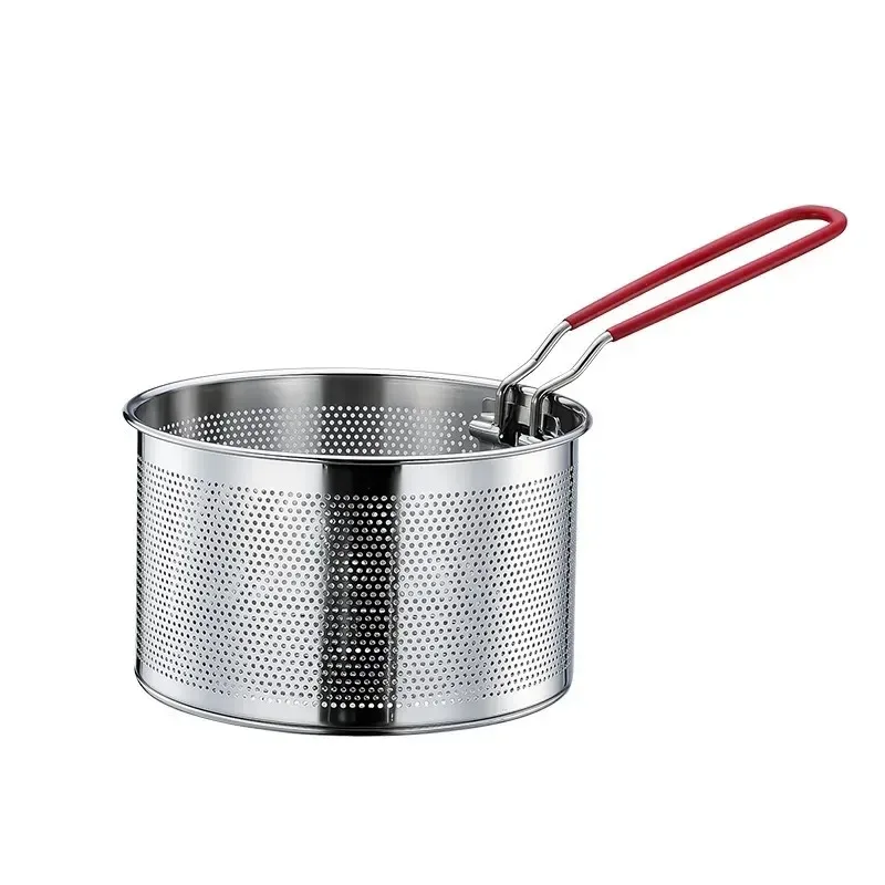 

304 stainless steel frying net frying pan cooking basket frying pan oil pan filter spoon French fries, handle can be retracted