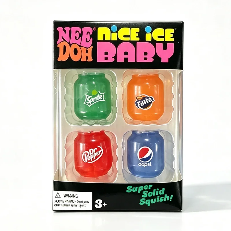 NeeDoh Squeeze Stress Can Mini 4 Pack Set Squishy Fidget Tool Toy Anxiety Focus Nice Ice Cube Soft For Autism ADHD Perfect Gift view 2