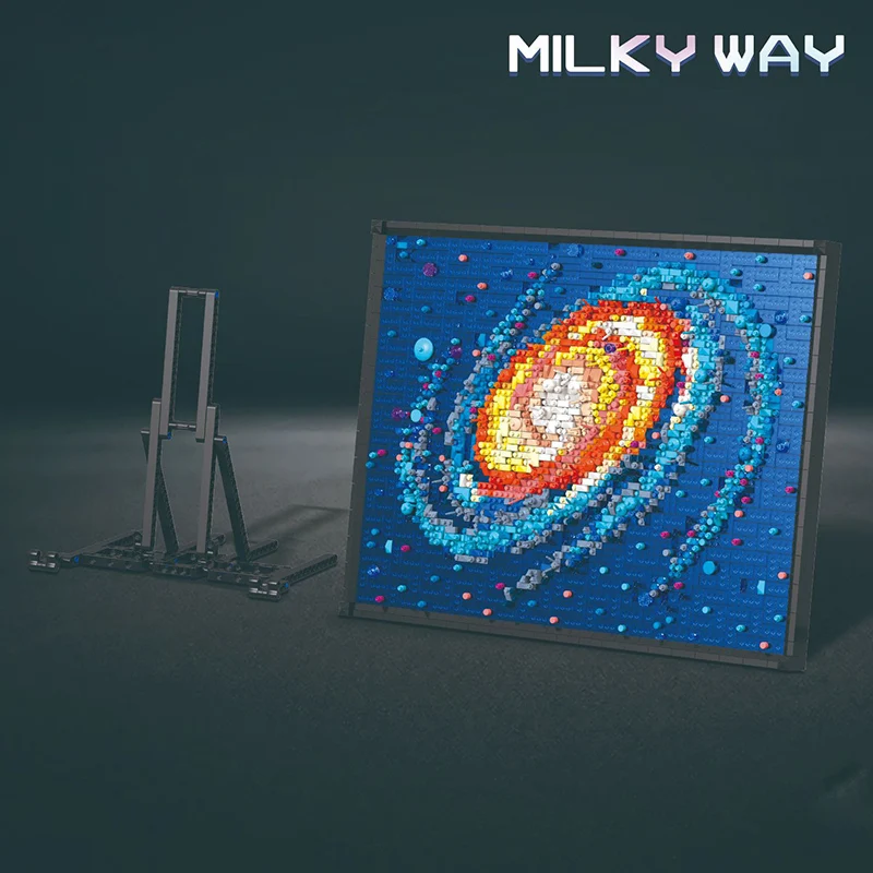 Creative Galaxy Photo Frame Painting Building Blocks Technical Milky Way Artistic Works Mini Brick DIY Home Decoration Toys Gift