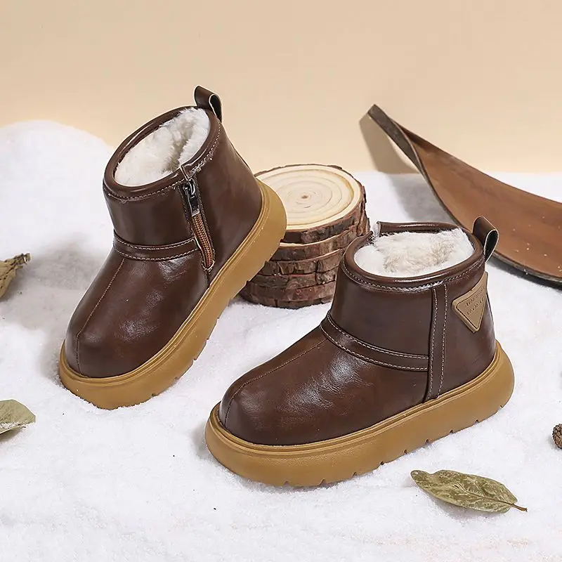 

Детские зимние зимние ботинки, Новое поступление 2026, теплая нескользящая хлопковая обувь на флисовой подкладке для мальчиков и девочек, уличная обувь для холодной погоды