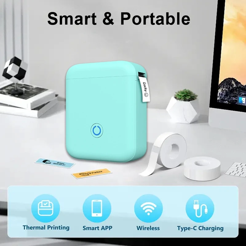 Wireless MiniPortable Printer Smart Label Printer Mobile Thermal Adhesive Label Machine Suitablefor Storehouse Express,D-ABFT