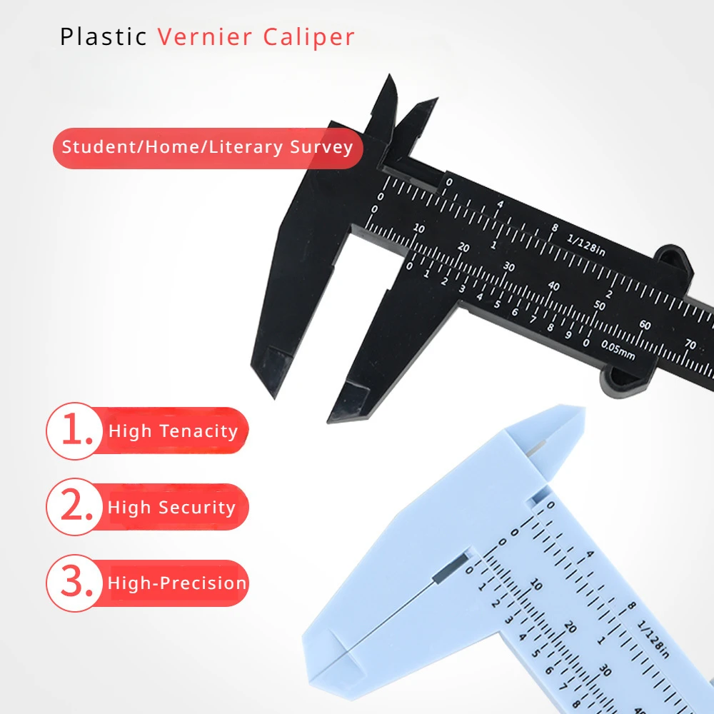 150mm Double-Scale Plastic Vernier Calipers Jewelry Measurement Student Caliper Mini Measuring Tools Hand Tools High-Precision