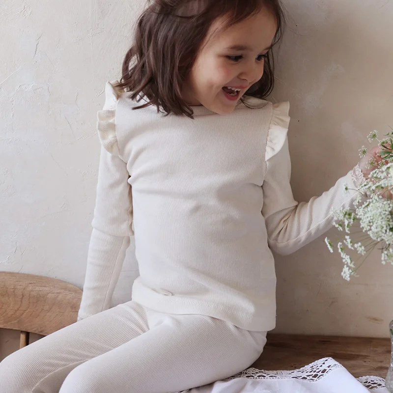 T-shirt Spring Korea Girls Children Clothing Long Sleeved Solid Color Undershirt Round Collar Simple 2025 Cotton Simple