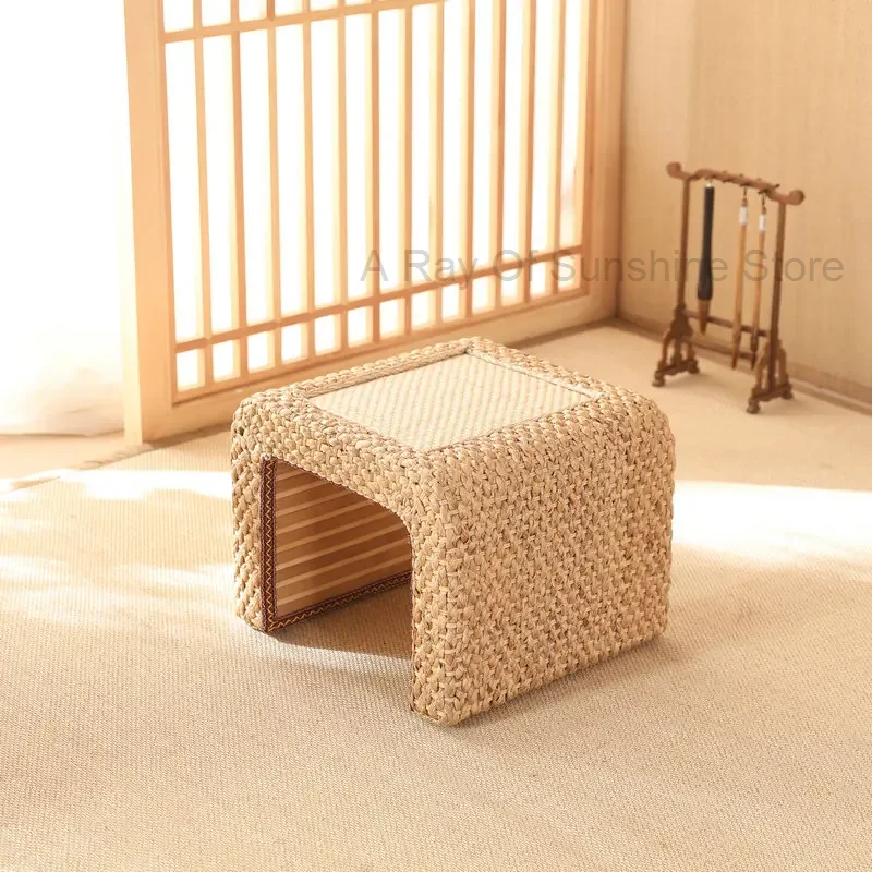 Japanese Coffee Table Modern Rattan Floor Console Bedside Balcony Tea Coffee Table Pouf Mesita Auxiliar Salon Rattan Furniture