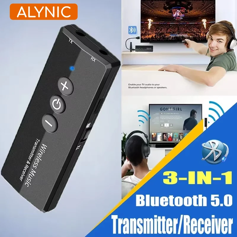 Alynic 3 IN 1 ricevitore Bluetooth trasmettitore Stereo Bluetooth 5.0 4.2 Audio AUX Jack da 3.5mm per TV PC Car Kit adattatore Wireless