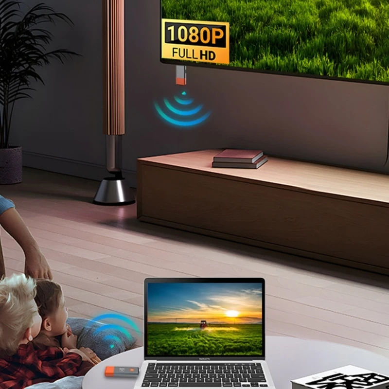 

Wireless HDTV Transmitters 50M Transmission Ranges 1080P@60Hz Two Band 2.4G for PC Laptop Projectors to TVs Monitor