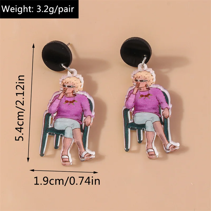 Aihua Neue Mode Acryl Beliebte Lustige Rauchen Oma Ohrringe für Frauen Persönlichkeit Ohrringe Täglichen Party Schmuck Geschenke – Detail 7