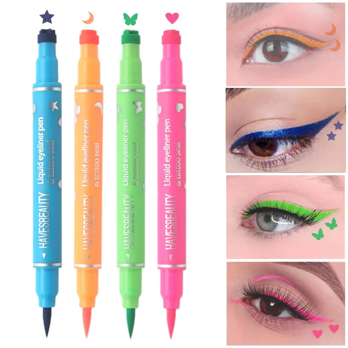 Dual-ended color eyeliner, pattern stamp, waterproof non-smudge, embellish the end of the eye eyeliner