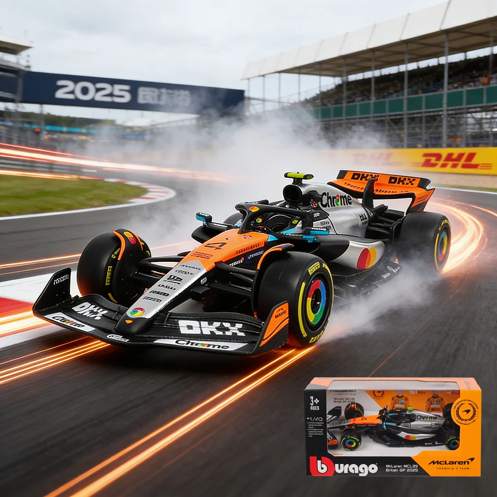 

Bburago 1:43 McLaren 2025 MCL39 champion player UK Station #4 Lando Norris #81 Oscar Piastri Alloy car model racing classic gift