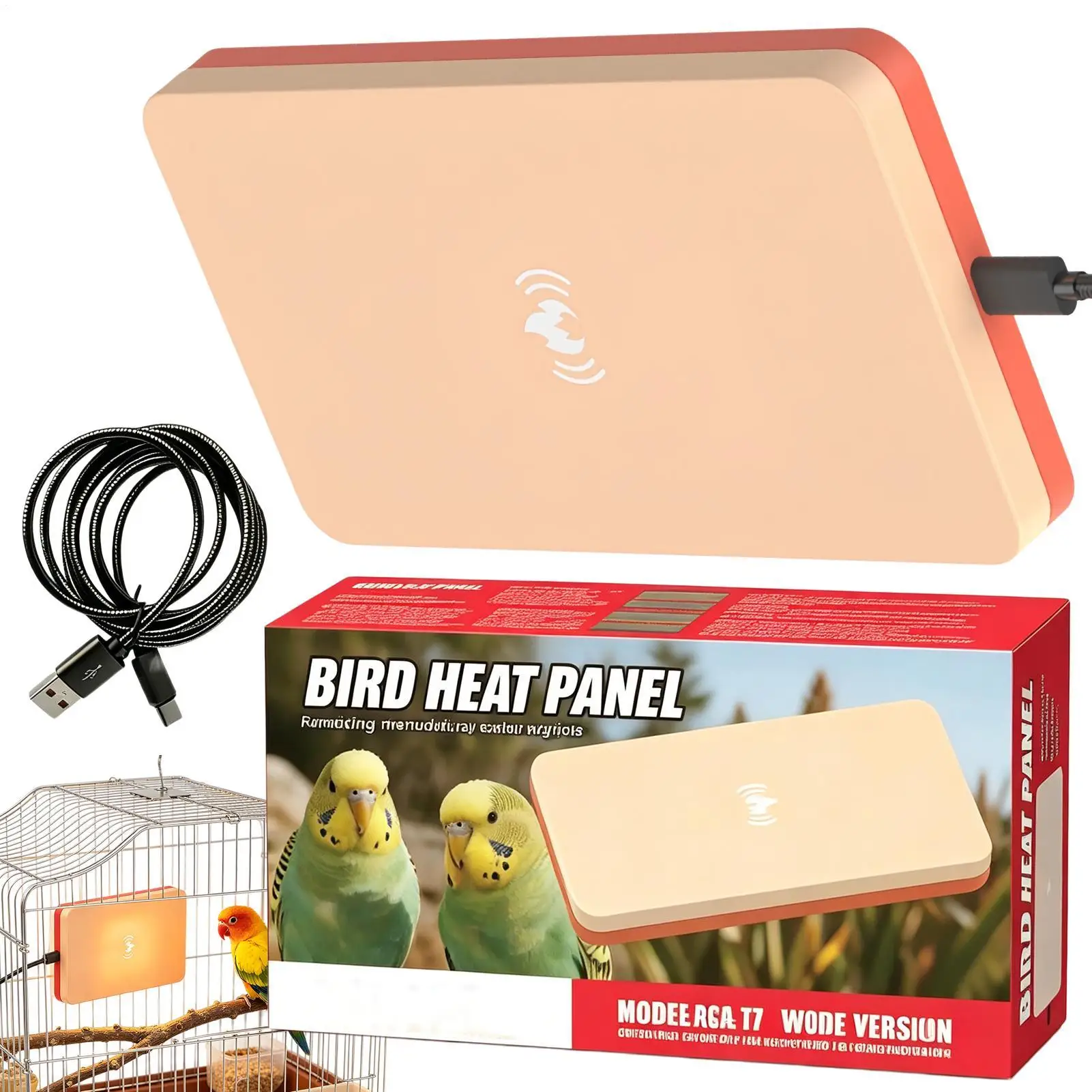 Winter Warm Heated Bird Perch Stand USB Anti Bite Bird Cage Heater for Parrot Cockatiels Budgies Thermo Heating Plate Hammock
