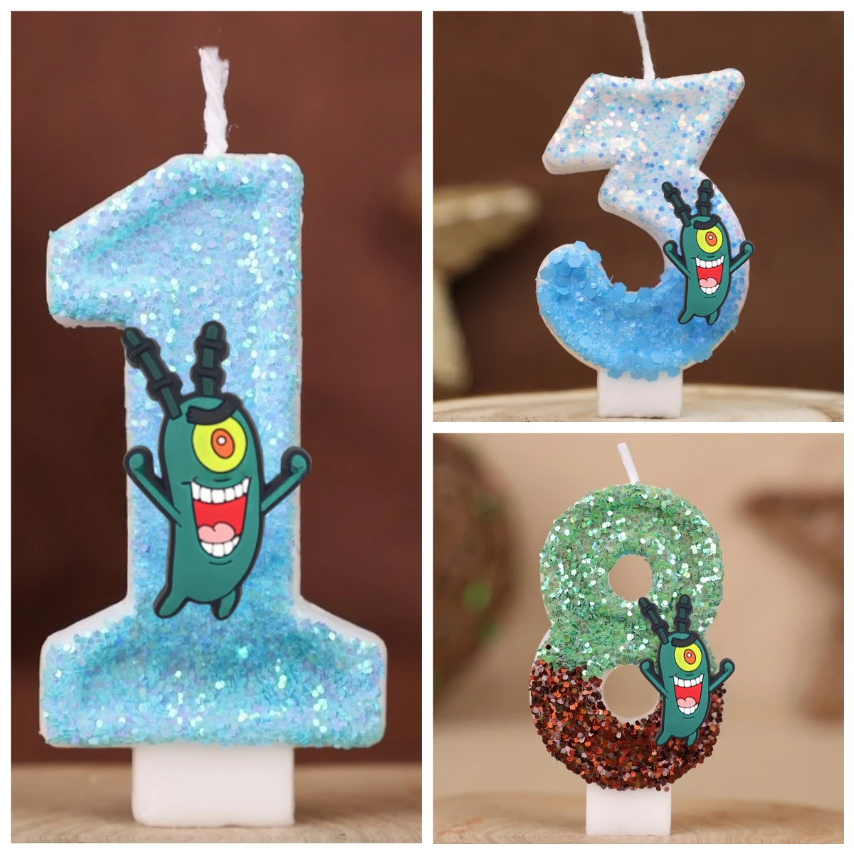Cute Spongebob Candle Number 0-9 Kids Birthday Cake Decoration Supplies Cute Cartoon Anime  Party Accessories Supplies
