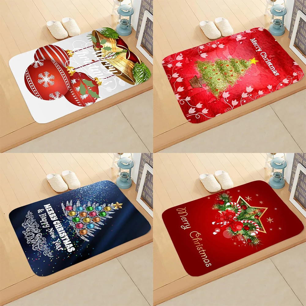 Christmas bedroom door mat home decoration bathroom absorbent carpet living room entrance entrance mat 40x60cm