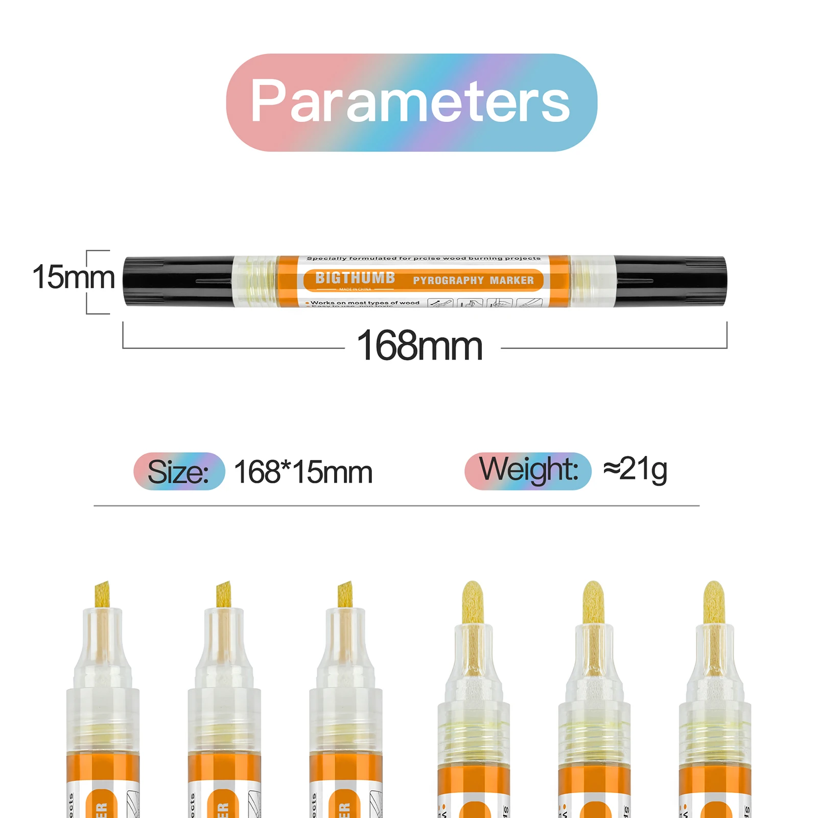 Wood Burning Pen Chemical Pyrography Marker Pen Safe Scorch Tool for DIY Projects Wood Painting Draft Pencil Dual Pen Point Tip