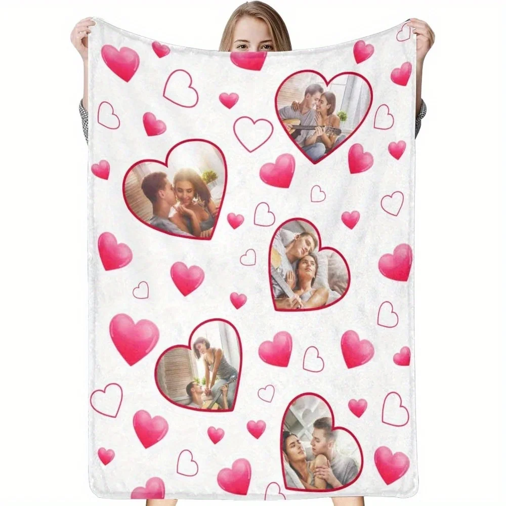 Custom Photo Blanket Personalized Picture Text Throw Blanket Customized Image Blanket Gift for Birthday Wedding Pet Memorial