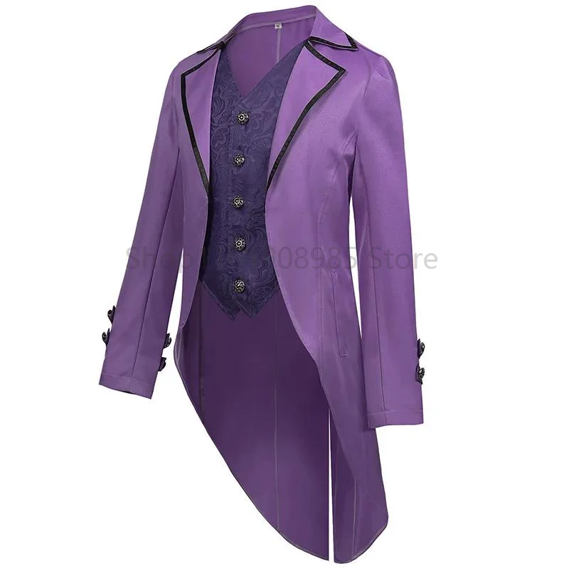 

Retro Medieval Steampunk Costumes Gothic Cosplay Costumes Men's Tailcoat Jacket Lady Victorian Coat Halloween Party Tuxedo