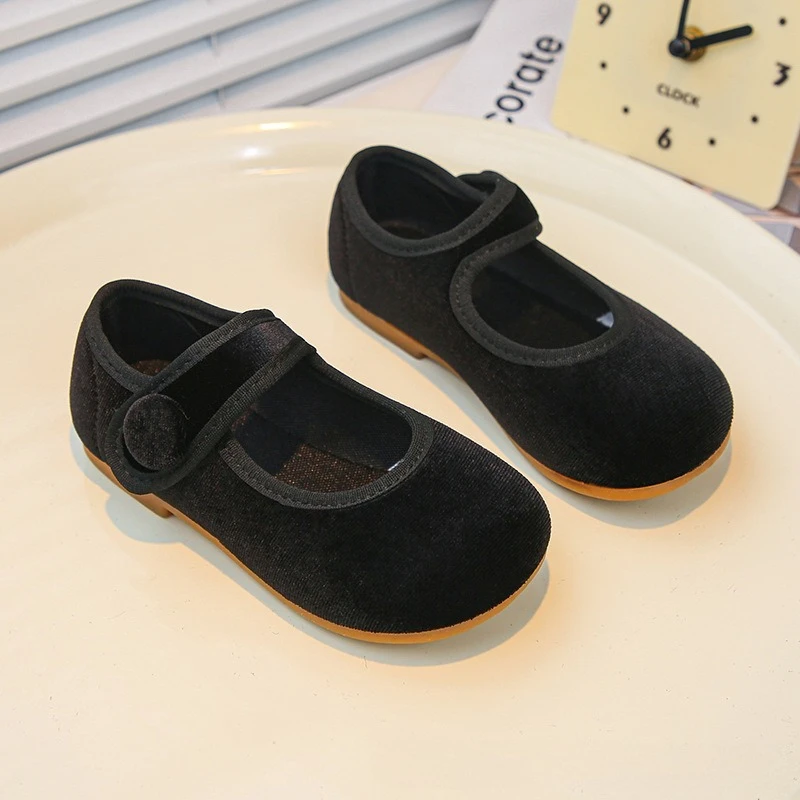 2025 خريف جديد أطفال أحذية موضة بنات الأميرة حذاء من الجلد بسيط متعدد الاستخدامات الطفل مستديرة رئيس شقة المضادة للانزلاق فتاة حذاء كاجوال
