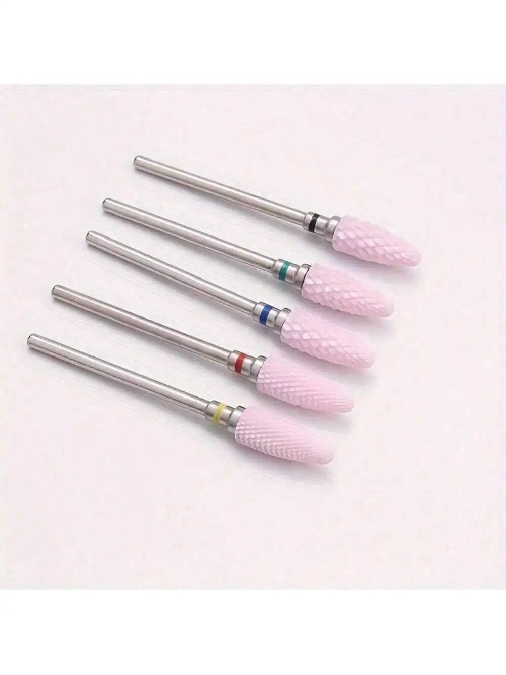 1 or 5pcs/set Nail Art Ceramic Drill Bit, Pink Cuticle Plating Ceramic Steel Alloy Polishing Grinder Accessories, Electric Nail