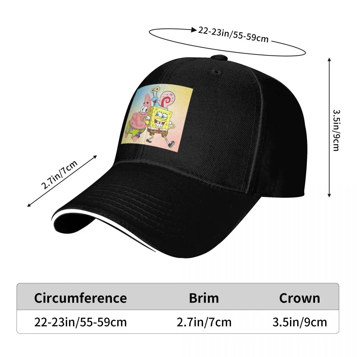 SpongeBob SquarePants Cap Fashion Casual Baseball Caps Adjustable Hat Hip Hop Summer Unisex Baseball Hats Customizable