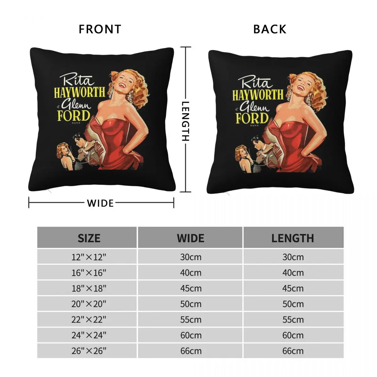 Gilda Rita Hayworth Glenn Ford Pillowcase Polyester Linen Velvet Creative Zip Decorative Pillow Case Sofa Cushion Cover