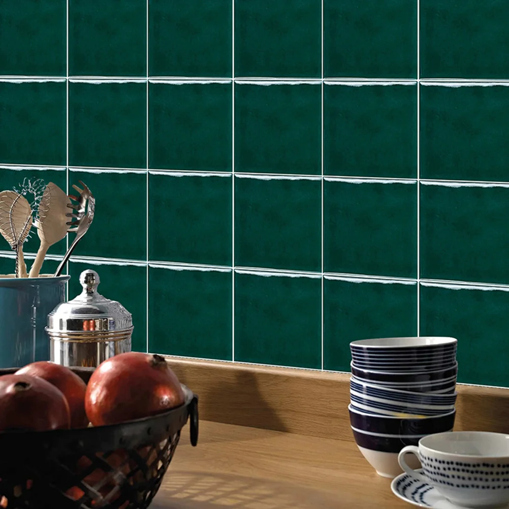 

10 Pcs Kitchen Tile Wall Stickers Self-adhesive for Cement Waterproof Pvc Peel and Decorative Bedroom