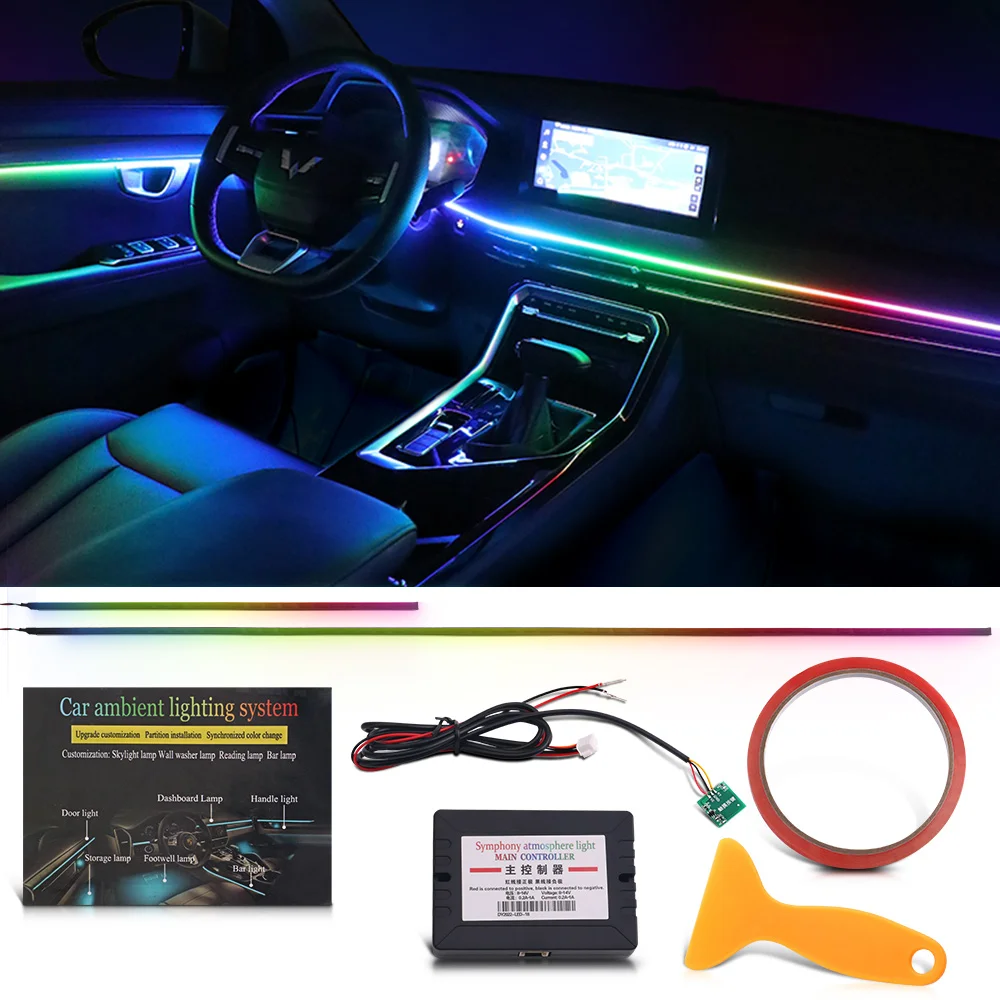 

2 in 1 Car Interior Light Symphony RGB Acrylic Strip Fiber Optic Light With APP Control Decoration Atmosphere Lamp Ambient Light