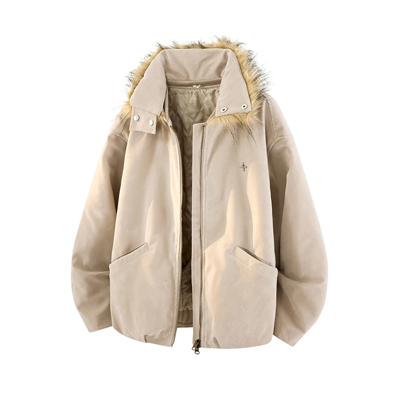 

Персонализированная мужская куртка из искусственной замши с меховым воротником, с винтажным флисом, является высококачественным коротким и модным топом для мужчин.