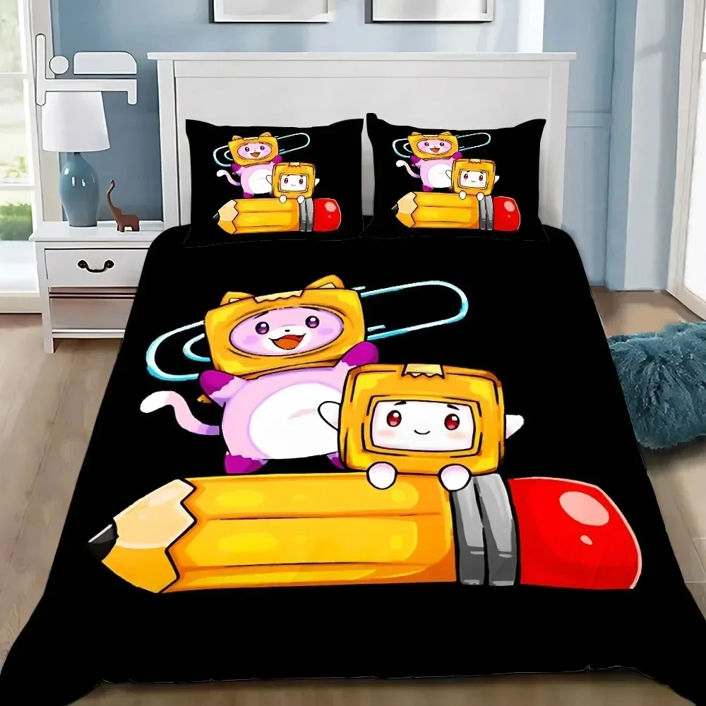 Hot Sale Exquisite 3D Foxy Boxy Wallpaper Lankybox Digital Printing Bedding Set Duvet Cover Comforter Bed Adult Girls Boys Gift