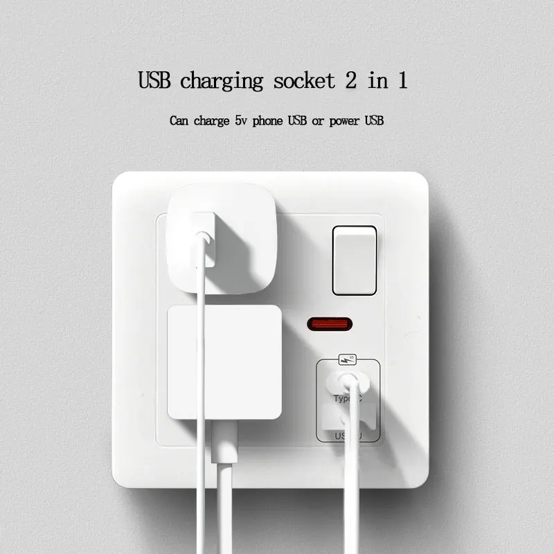86/146 Multifunctional International Universal Five-hole British 3-hole With USB 2.1A Type-c Concealed Wall Switch Socket Panel