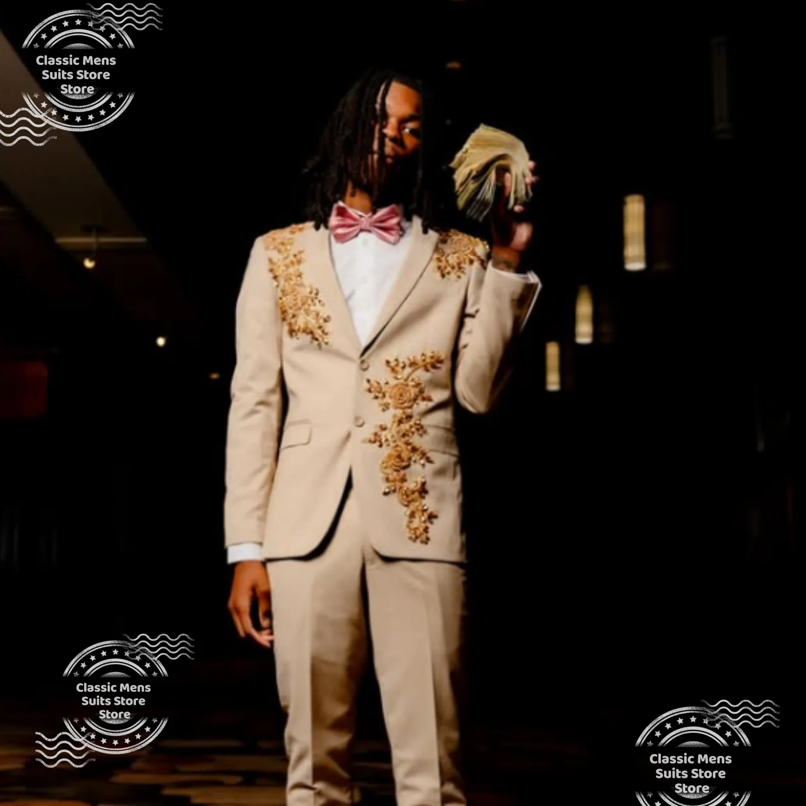 

Retro Rhinestone Suit For Men Customized Gme Groom Party Male Blazer 2 Piece Sets Handsome Slim Fit Tuxedos Birthday Ropa Hombre