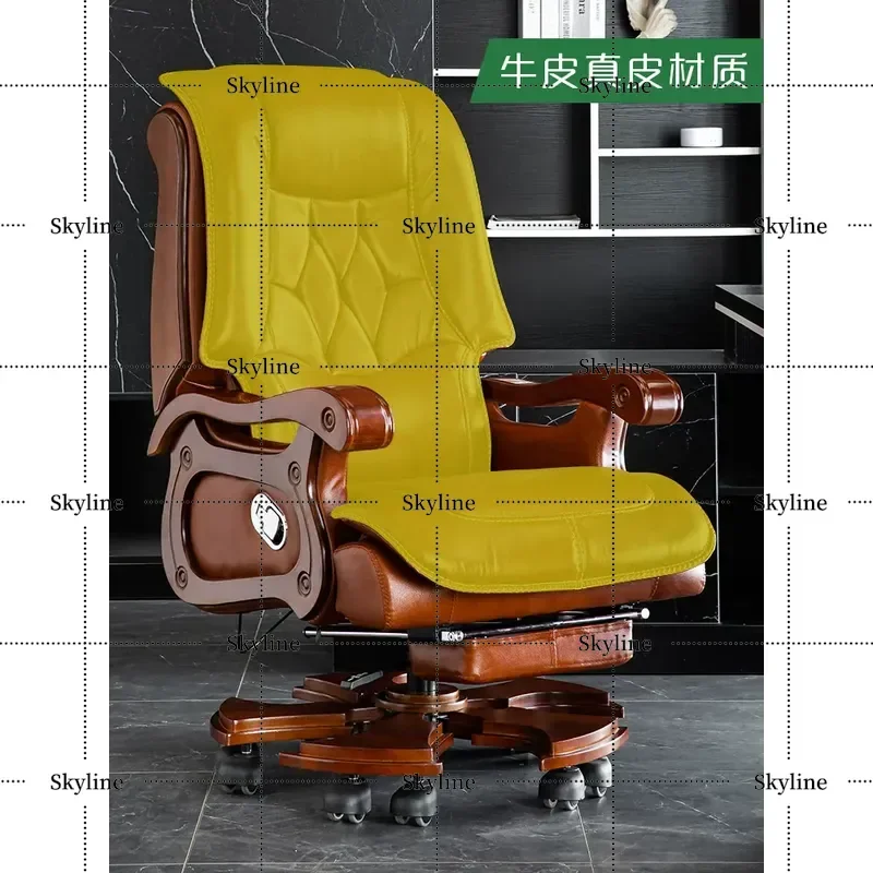 Executive Leather Reclining Office Chair, Massage Function Large Business Computer Seat