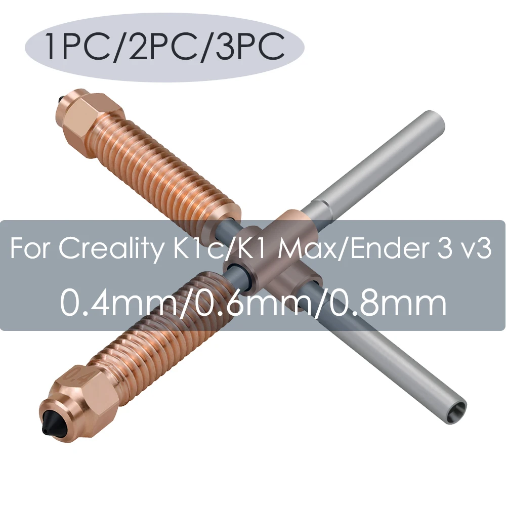 Upgrade Quick Swap Nozzle for Creality K1c Nozzle K1 Max Nozzle Set Throat Ender-3 V3 for Creality K1c Hot End 3d Printer Parts