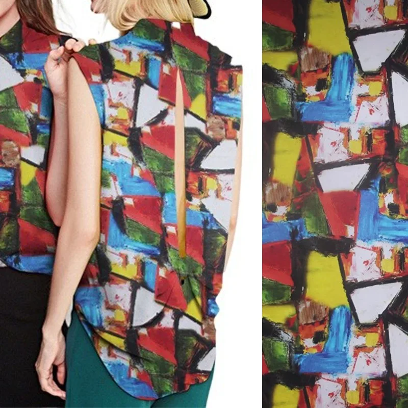 

Гладкая шелковая атласная ткань шириной 105 см шириной 20 мм с цветными блоками и принтом для платья, пижамных штанов, шелковая эластичная ткань из лайкры R1822