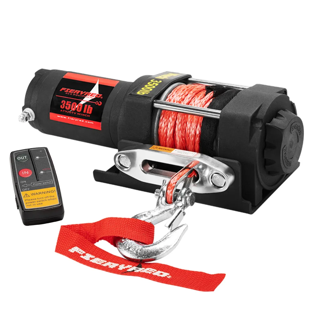 

FIERYRED Wireless Remote Control 3500LBS 12V Electric Winch With Synthetic Rope for Boat ATV UTV 4WD 4x4 Offroad