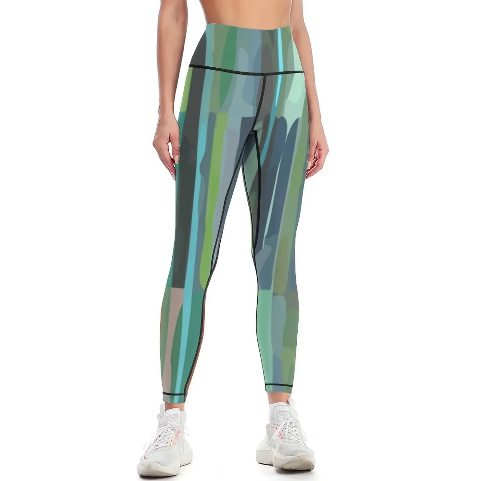 

Green Etchnic Scandinavian Vertical Line Leggings legging push up trousers push up fitness Legging sport Womens Leggings