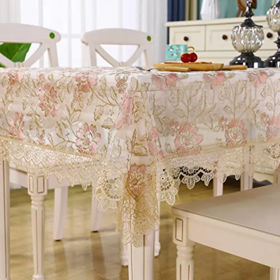 

Lace Table Cloth Floral Embroidered Decor Macrame Crochet Vintage Tablecloth Shabby Chic Table Cover for Dining Kitchen Summer