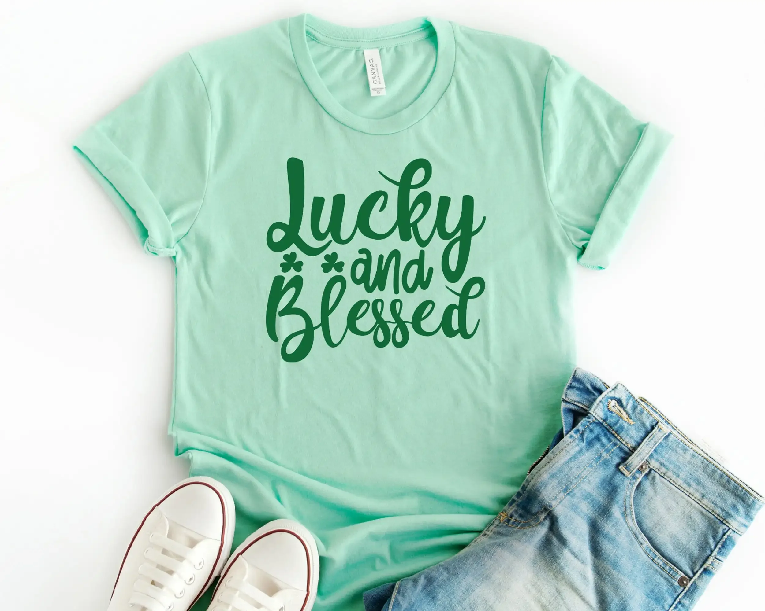 Lucky And Blessed T Shirt Shamrock St Patricks Day Sweatshir Patrick'S Family Matching Drinking Irish