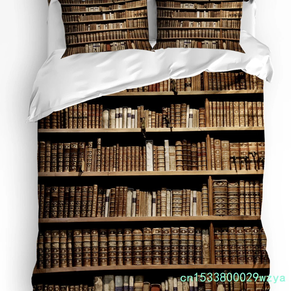 Ancient Library Book Bedding Set 3pcs Boys Girls Duvet Cover Pillowcase Kids Adult Quilt Cover Double Bed Set Home Textile