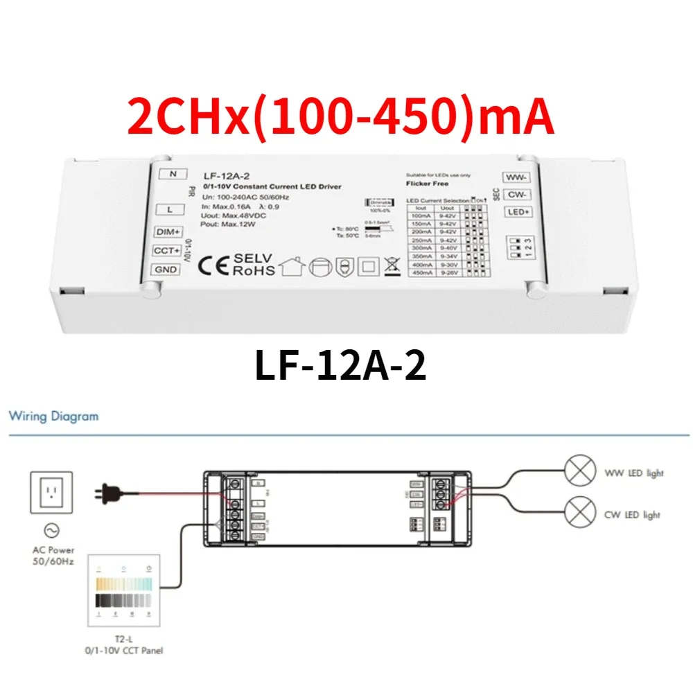 Imagem -02 - Corrente Constante Cct Led Driver 4in Escurecimento Interface para Downlight Spotlight Lâmpada Led Strip Novo 110v 2chx 100450 Mah