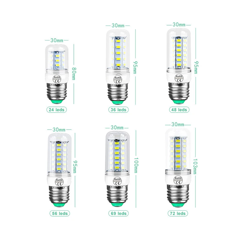 E27 E14 LED Corn Bulb 24 36 48 56 69 72 LEDs SMD 5730 220V Lampada LED Lamp Chandelier Candle LED Light Bombilla