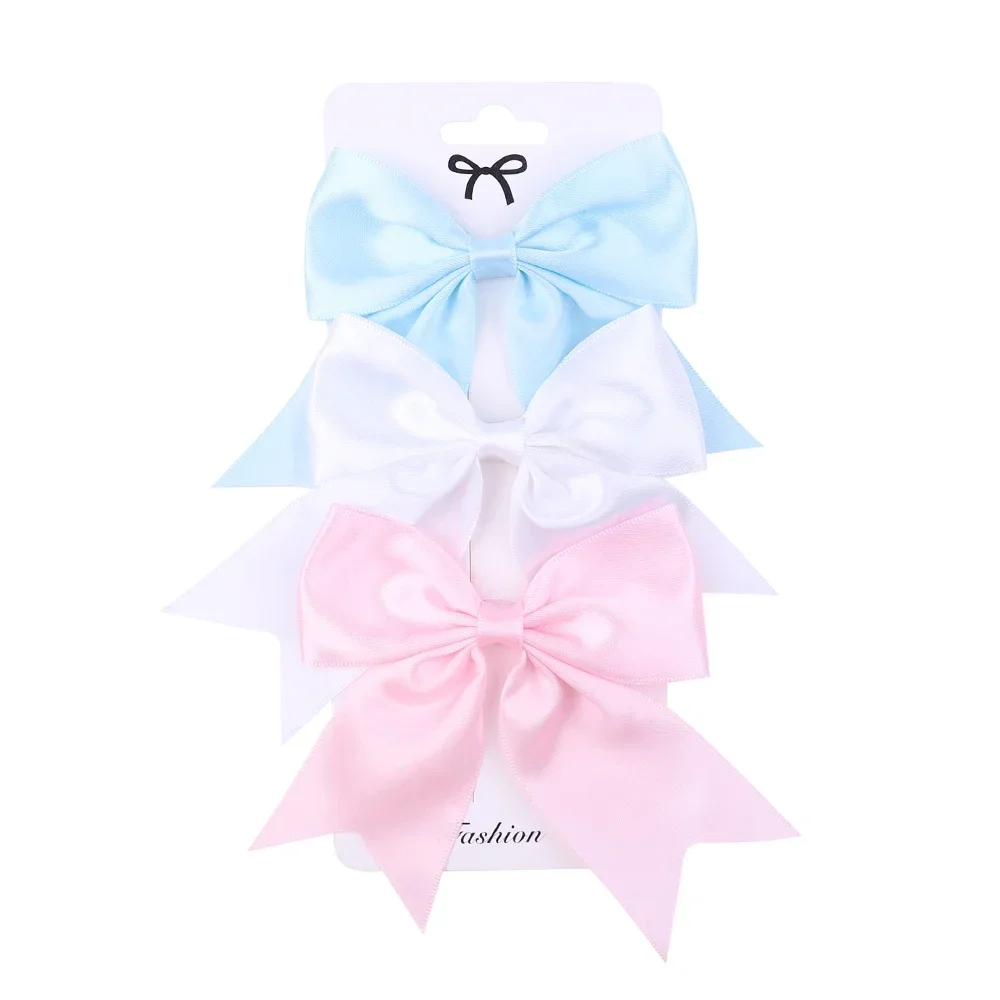 2/3Pcs Lovely Solid Color Ribbon Bows Hair Clip for Kids Girls Hairpins Barrettes Handmade Baby Headwear Kids Hair Accessories