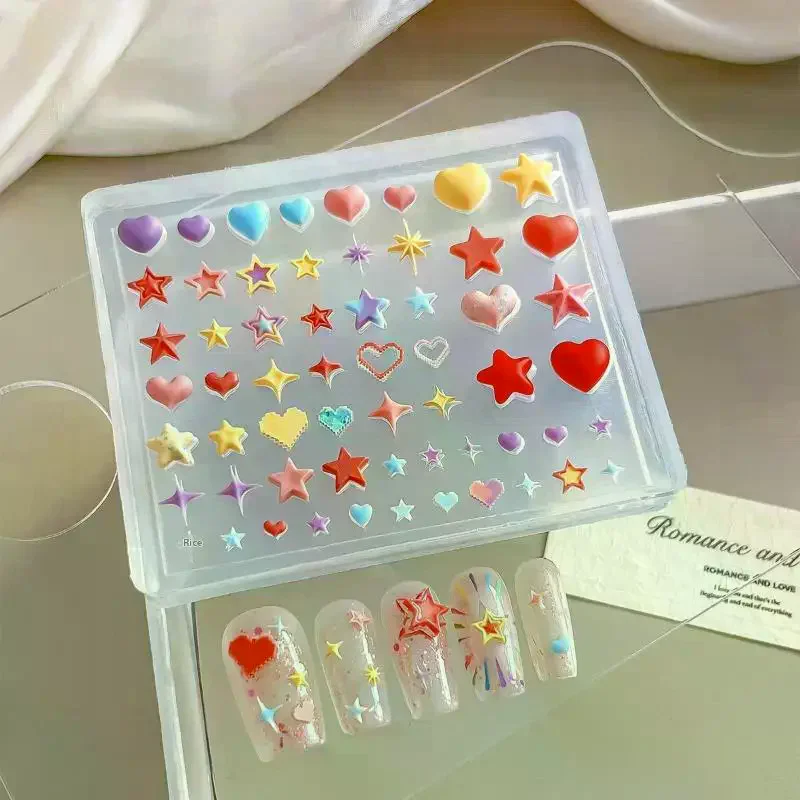 Créativité 3D coeur étoile pentagramme Silicone moule à ongles bricolage Nail Art décoration Transparent manucure modèle pour breloque des ongles