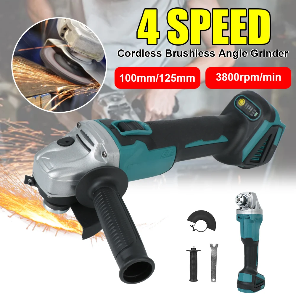 For Makita 18V Battery Brushless Cordless Angle Grinder Hand Tool 100mm DIY Cutting Grinder Machine Power Tool 125mm