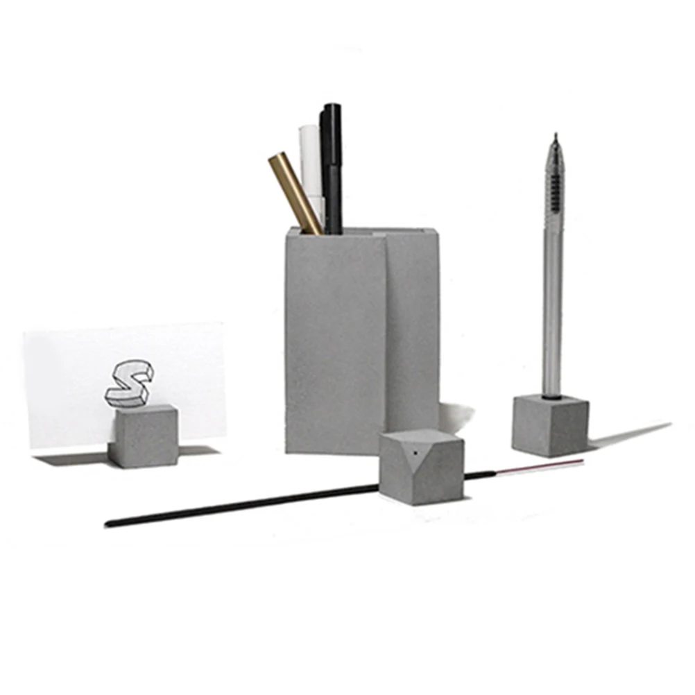 

Nordic Cement Holder Desktop Pen Holder Stationery Organizer Desk Grey Desktop Office Sturdy Desk Organizer