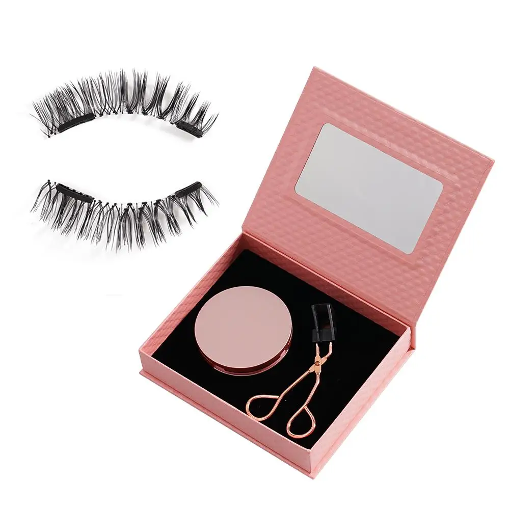 ขนตาแม่เหล็ก2คู่พร้อมที่ดัดขนตาปลอมแม่เหล็กสำหรับผู้หญิง3D S2G0เครื่องสำอางนำกลับมาใช้ใหม่ได้อย่างเป็นธรรมชาติ