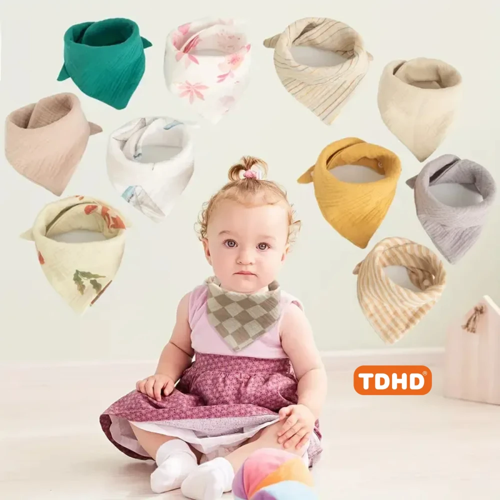 

TDHD [Random 10 Pcs Baby Bandana Bibs] Soft & Absorbent Baby Bandana Drool Bibs | For Boys And Girls With Adjustable Snaps,