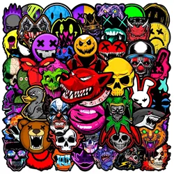 Desenhos animados Cool Horror Skull Graffiti adesivos, DIY, laptop, telefone, guitarra, skate, carro, motocicleta, capacete, brinquedo decalque, 50pcs